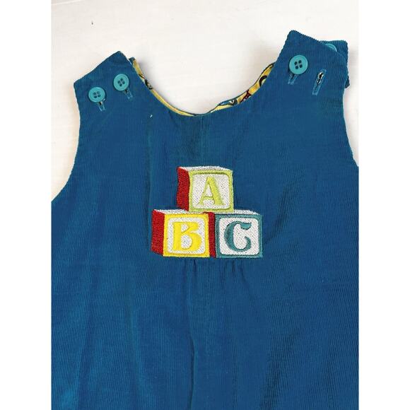 Long Romper Joh Joh Button Shoulder Pants Unisex 18 - 24 Mos Blue Reversible - Picture 4 of 11